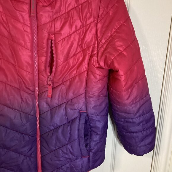 Eddie Bauer Girls Reversable Fleece Lined Ombre Pink Purple Puffer Jacket Size L - Picture 3 of 12